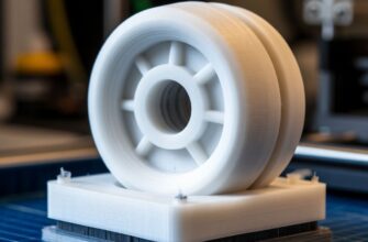 Инженер сравнивает CAD-модель и готовую 3D-печатную деталь с применённой компенсацией усадки: проверка геометрических размеров и точности посадки после калибровки параметров печати