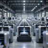 Промышленная 3D-ферма: ряды 3D-принтеров в производственном помещении для масштабирования аддитивного производства