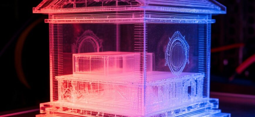 Инженер настраивает параметры лазера и экспозиции в ПО для фотополимерного 3D-принтера: калибровка мощности, времени слоя и зонной компенсации для точной печати