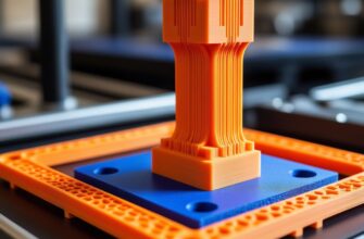 Инженер анализирует деформированную 3D-печатную деталь из термостойкого пластика (PEEK/PEI) после термоиспытаний, сравнивая её с эталоном и проверяя настройки температурного режима принтера