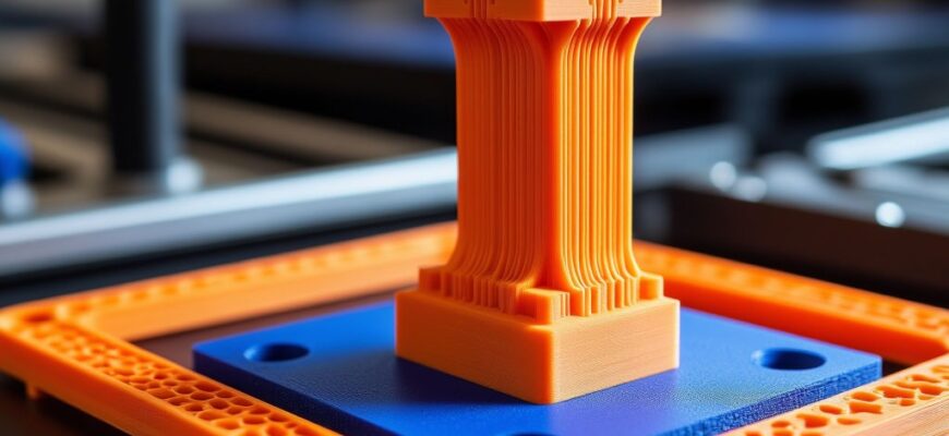 Инженер анализирует деформированную 3D-печатную деталь из термостойкого пластика (PEEK/PEI) после термоиспытаний, сравнивая её с эталоном и проверяя настройки температурного режима принтера