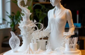 Дизайнер вручную дорабатывает 3D-печатный прототип: шлифовка, грунтовка и художественная роспись детали для достижения выставочного качества и идеальной поверхности