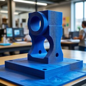 Инженер проводит 3D-сканирование детали сложной формы оптическим сканером: сравнение облака точек с CAD-моделью и анализ цветной карты отклонений для контроля строгих допусков