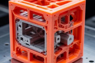 Инженер исследует 3D-модель сложной внутренней решётчатой структуры и конформных каналов охлаждения на экране: проверка дренажных отверстий и толщины стенок для предотвращения брака при печати