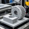 Инженер проводит механические испытания на разрыв 3D-печатной детали из инженерного композита: оценка прочности, анизотропии слоев и надежности функционального узла под нагрузкой