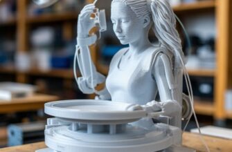 Инженер анализирует график сравнения стоимости 3D-печати и фрезеровки (CNC) в зависимости от тиража: оценка точки безубыточности и экономической эффективности рядом с образцами деталей