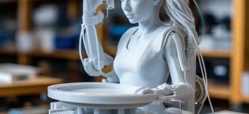 Инженер анализирует график сравнения стоимости 3D-печати и фрезеровки (CNC) в зависимости от тиража: оценка точки безубыточности и экономической эффективности рядом с образцами деталей