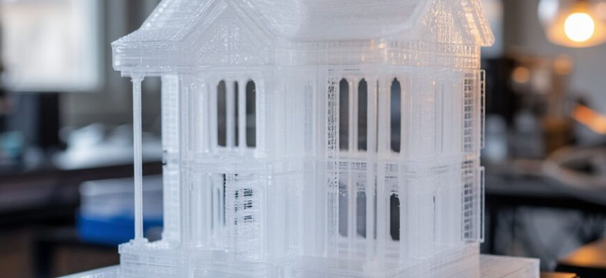 Инженер настраивает ориентацию 3D-модели в слайсере для SLA/DLP печати, минимизируя области контакта поддержек с лицевой поверхностью для достижения идеальной гладкости и сохранения микродетализации