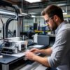 Инженер сравнивает предложения от разных поставщиков 3D-оборудования и материалов: анализ технических спецификаций, сертификатов качества и условий поставки для выбора надёжного партнёра