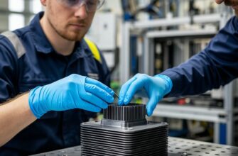 Инженер наносит защитное полимерное покрытие на 3D-печатную деталь и контролирует качество поверхности для обеспечения промышленной надёжности и устойчивости к внешним воздействиям